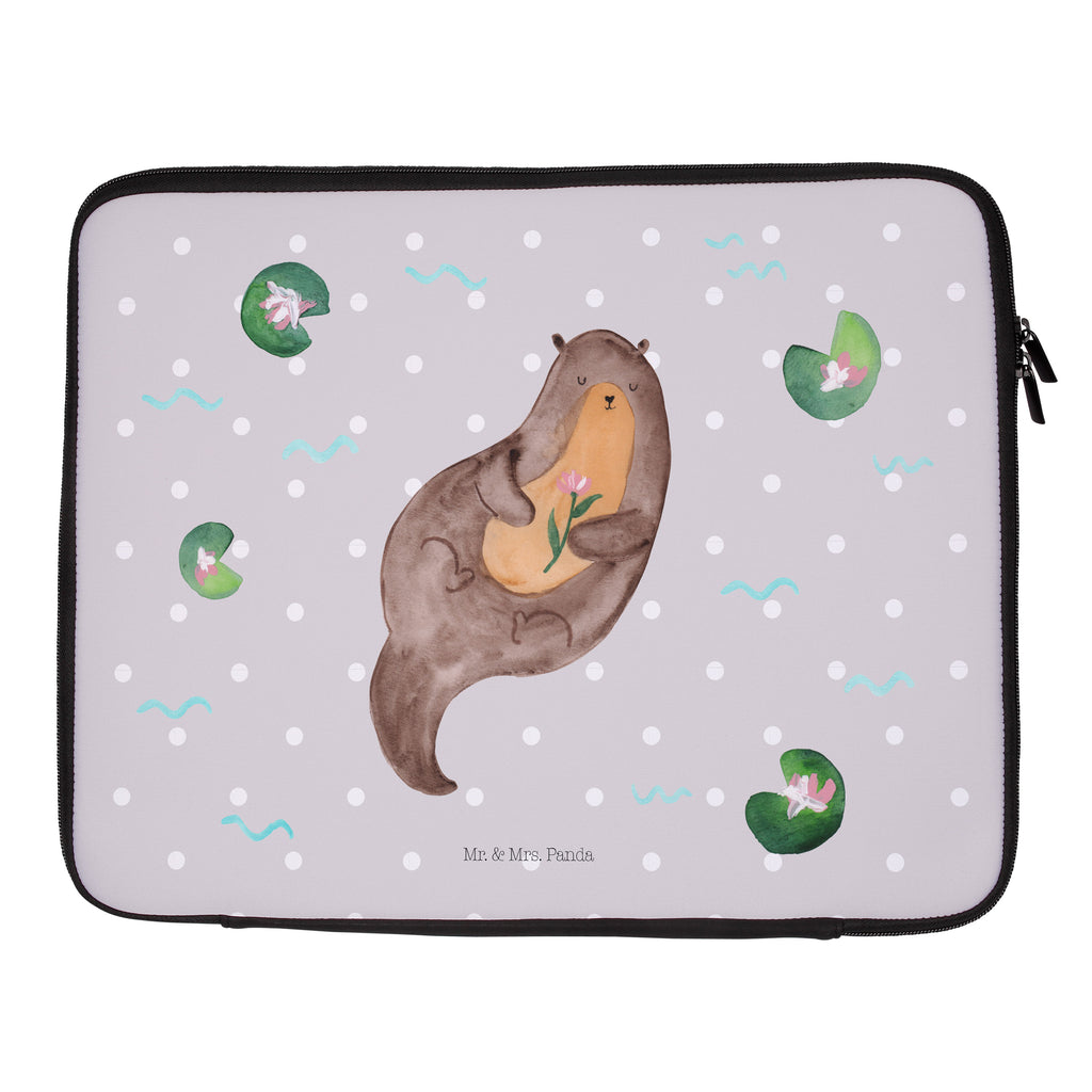 20 x 28 Notebook Tasche  Otter mit Seerose Notebook Tasche, Laptop, Computertasche, Tasche, Otter, Fischotter, Seeotter, Otter Seeotter See Otter