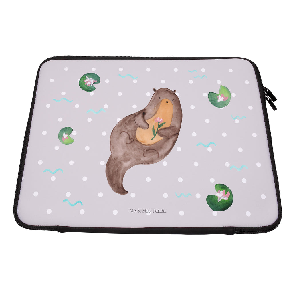 20 x 28 Notebook Tasche  Otter mit Seerose Notebook Tasche, Laptop, Computertasche, Tasche, Otter, Fischotter, Seeotter, Otter Seeotter See Otter