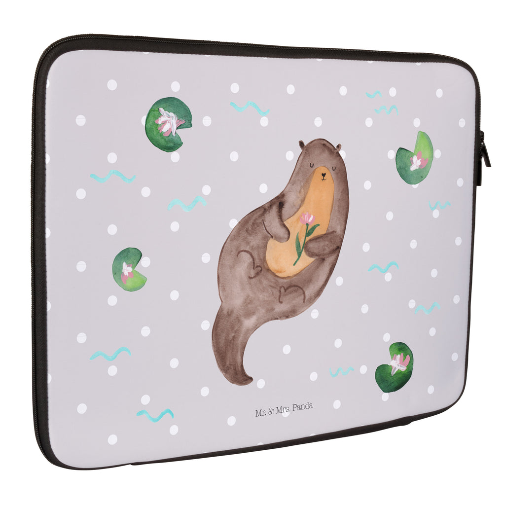 20 x 28 Notebook Tasche  Otter mit Seerose Notebook Tasche, Laptop, Computertasche, Tasche, Otter, Fischotter, Seeotter, Otter Seeotter See Otter