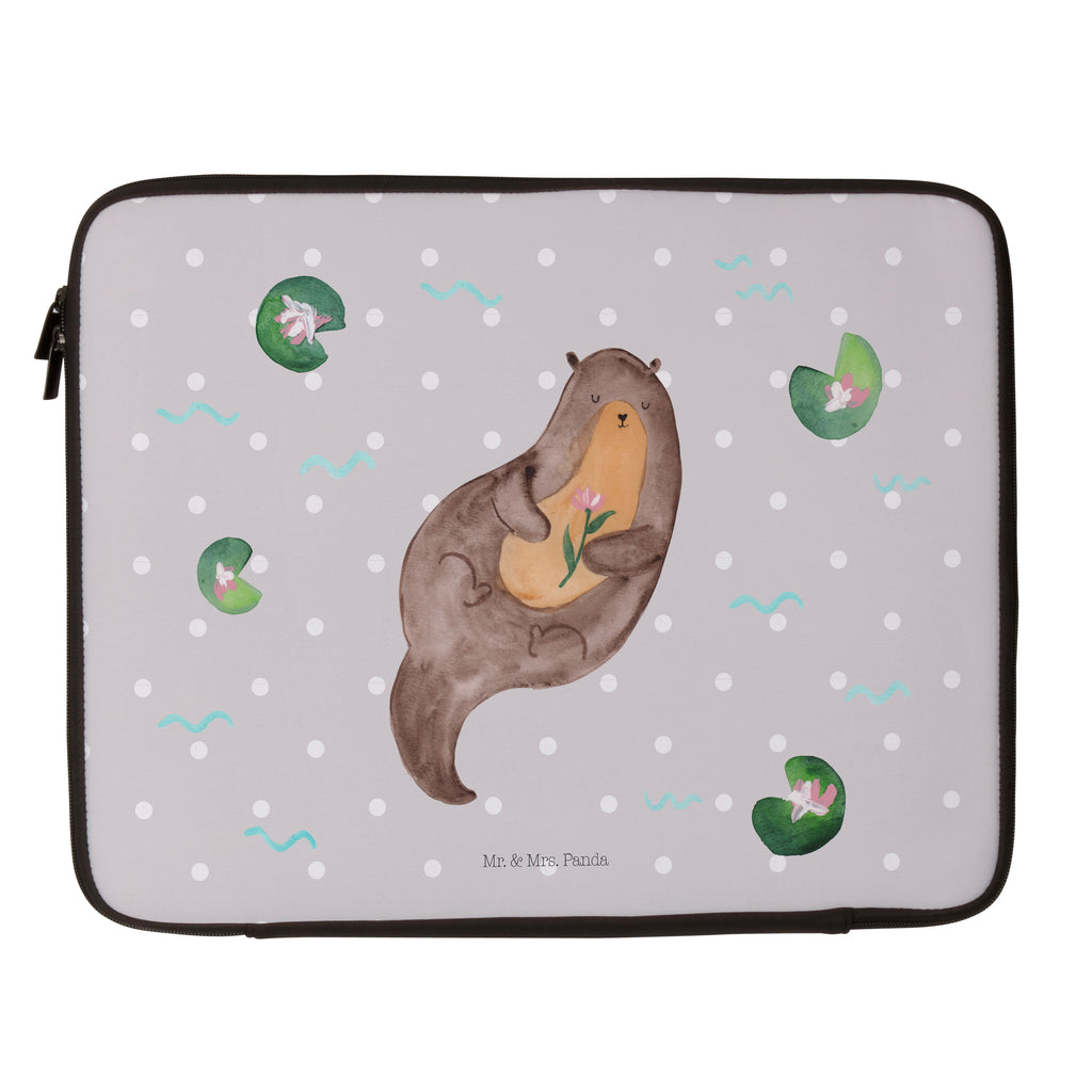 20 x 28 Notebook Tasche  Otter mit Seerose Notebook Tasche, Laptop, Computertasche, Tasche, Otter, Fischotter, Seeotter, Otter Seeotter See Otter
