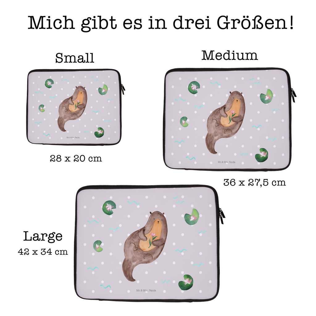 20 x 28 Notebook Tasche  Otter mit Seerose Notebook Tasche, Laptop, Computertasche, Tasche, Otter, Fischotter, Seeotter, Otter Seeotter See Otter