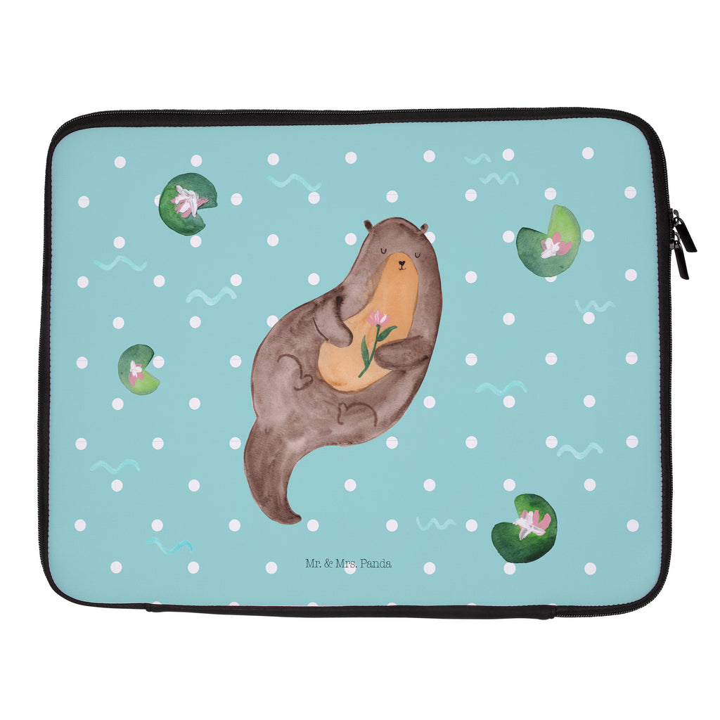 20 x 28 Notebook Tasche  Otter mit Seerose Notebook Tasche, Laptop, Computertasche, Tasche, Otter, Fischotter, Seeotter, Otter Seeotter See Otter