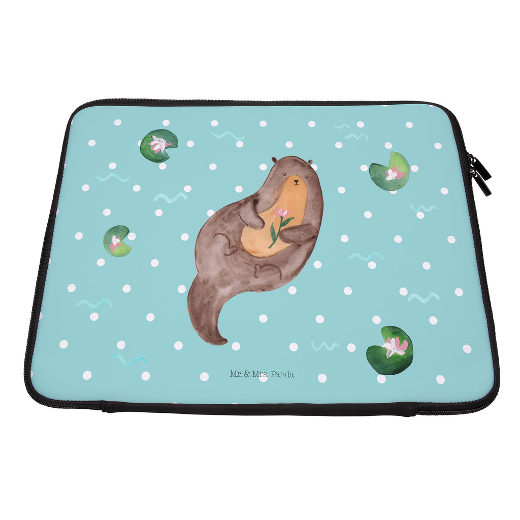 20 x 28 Notebook Tasche  Otter mit Seerose Notebook Tasche, Laptop, Computertasche, Tasche, Otter, Fischotter, Seeotter, Otter Seeotter See Otter