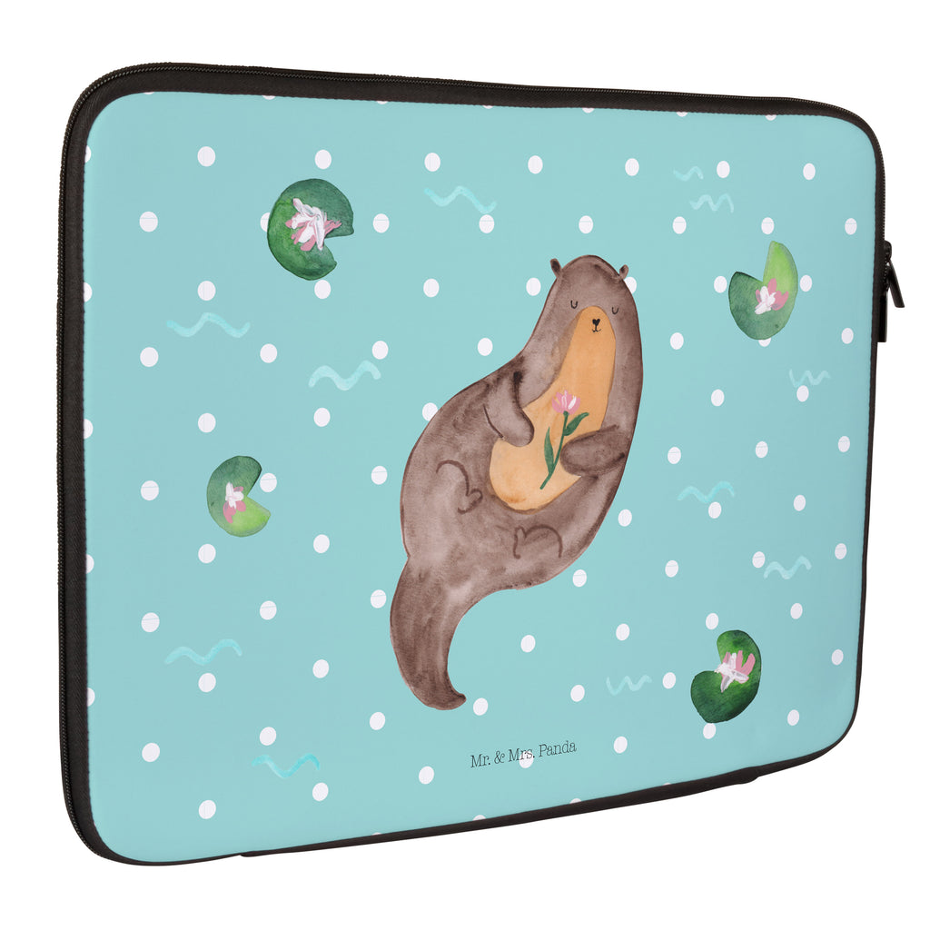 20 x 28 Notebook Tasche  Otter mit Seerose Notebook Tasche, Laptop, Computertasche, Tasche, Otter, Fischotter, Seeotter, Otter Seeotter See Otter