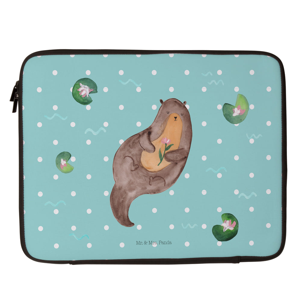 20 x 28 Notebook Tasche  Otter mit Seerose Notebook Tasche, Laptop, Computertasche, Tasche, Otter, Fischotter, Seeotter, Otter Seeotter See Otter