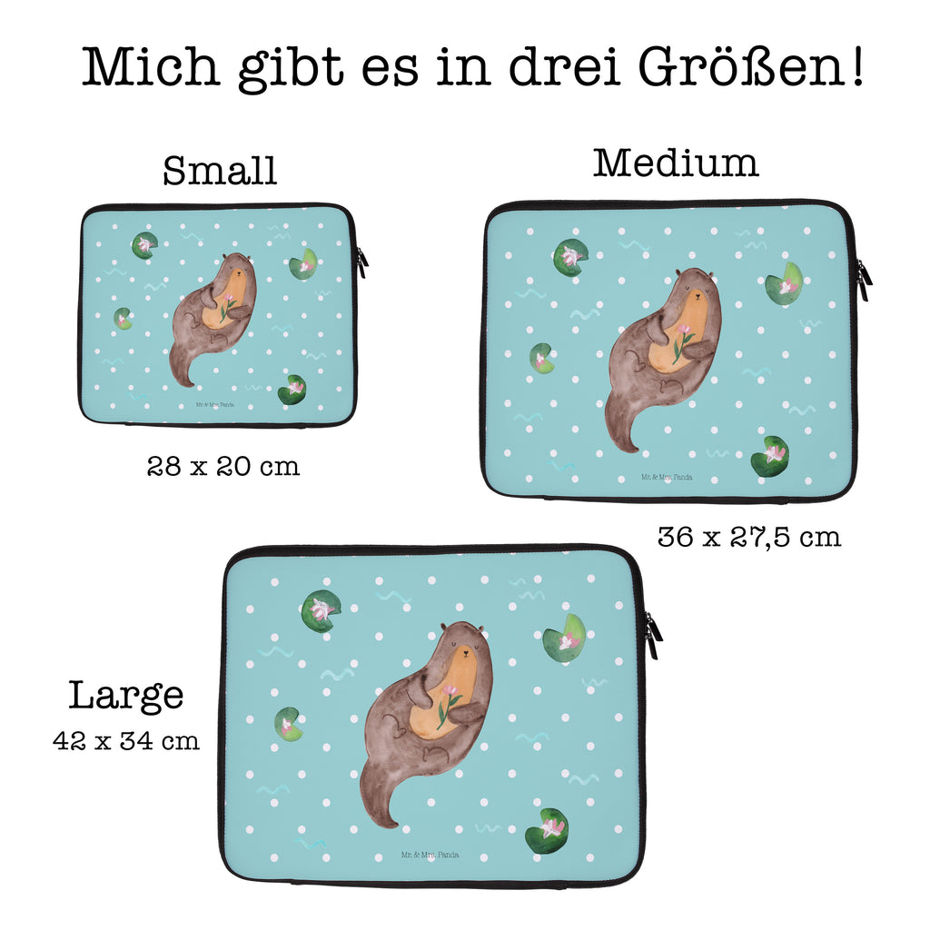 20 x 28 Notebook Tasche  Otter mit Seerose Notebook Tasche, Laptop, Computertasche, Tasche, Otter, Fischotter, Seeotter, Otter Seeotter See Otter