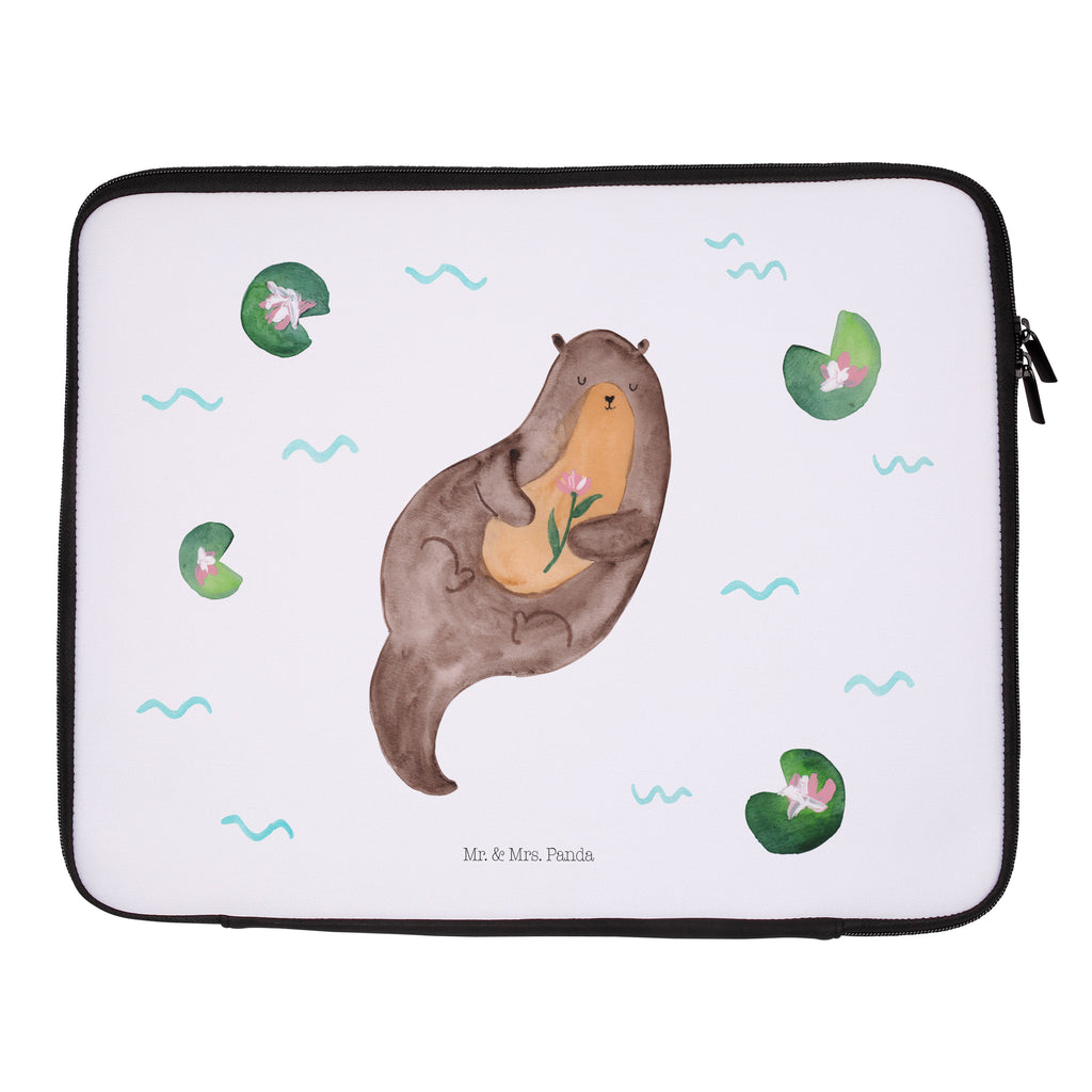 20 x 28 Notebook Tasche  Otter mit Seerose Notebook Tasche, Laptop, Computertasche, Tasche, Otter, Fischotter, Seeotter, Otter Seeotter See Otter