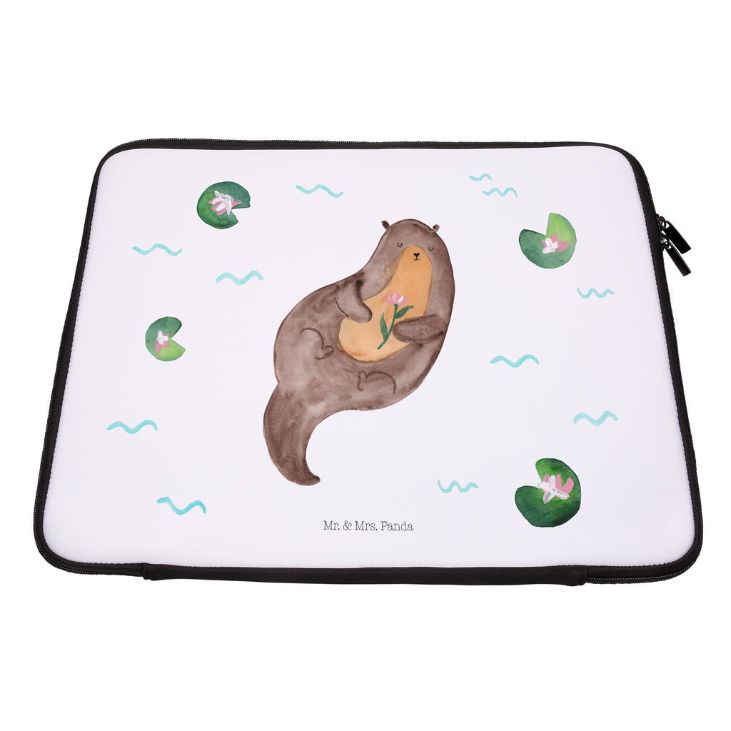20 x 28 Notebook Tasche  Otter mit Seerose Notebook Tasche, Laptop, Computertasche, Tasche, Otter, Fischotter, Seeotter, Otter Seeotter See Otter