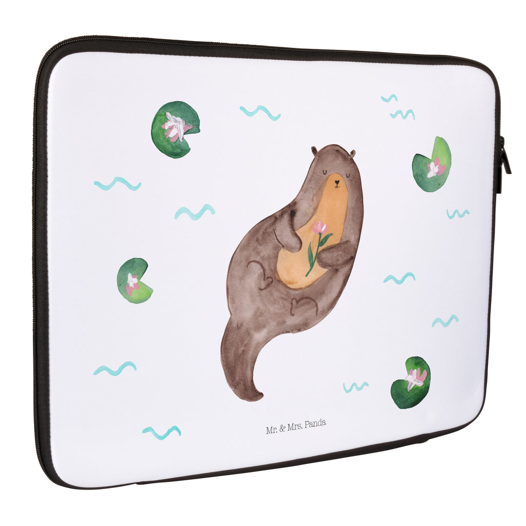 20 x 28 Notebook Tasche  Otter mit Seerose Notebook Tasche, Laptop, Computertasche, Tasche, Otter, Fischotter, Seeotter, Otter Seeotter See Otter