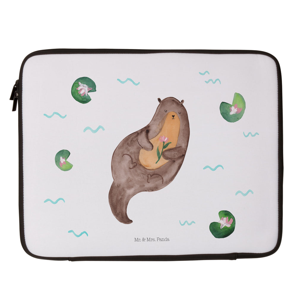 20 x 28 Notebook Tasche  Otter mit Seerose Notebook Tasche, Laptop, Computertasche, Tasche, Otter, Fischotter, Seeotter, Otter Seeotter See Otter