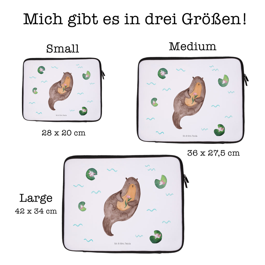 20 x 28 Notebook Tasche  Otter mit Seerose Notebook Tasche, Laptop, Computertasche, Tasche, Otter, Fischotter, Seeotter, Otter Seeotter See Otter