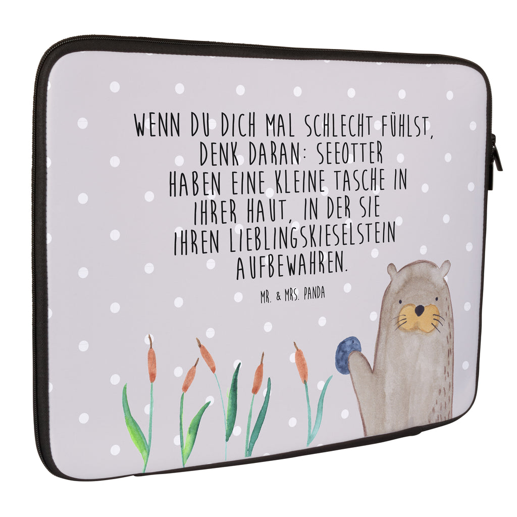 20 x 28 Notebook Tasche  Otter mit Stein Notebook Tasche, Laptop, Computertasche, Tasche, Otter, Fischotter, Seeotter, Otter Seeotter See Otter