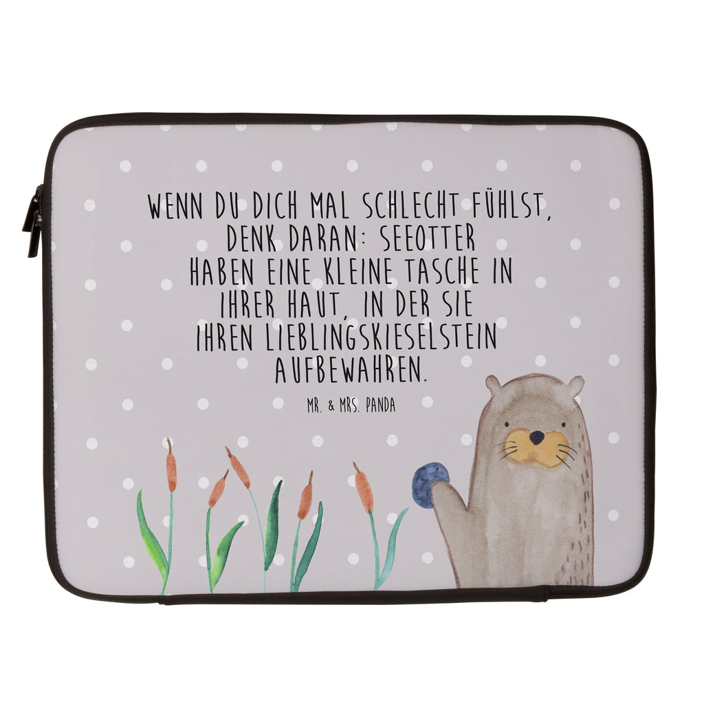20 x 28 Notebook Tasche  Otter mit Stein Notebook Tasche, Laptop, Computertasche, Tasche, Otter, Fischotter, Seeotter, Otter Seeotter See Otter