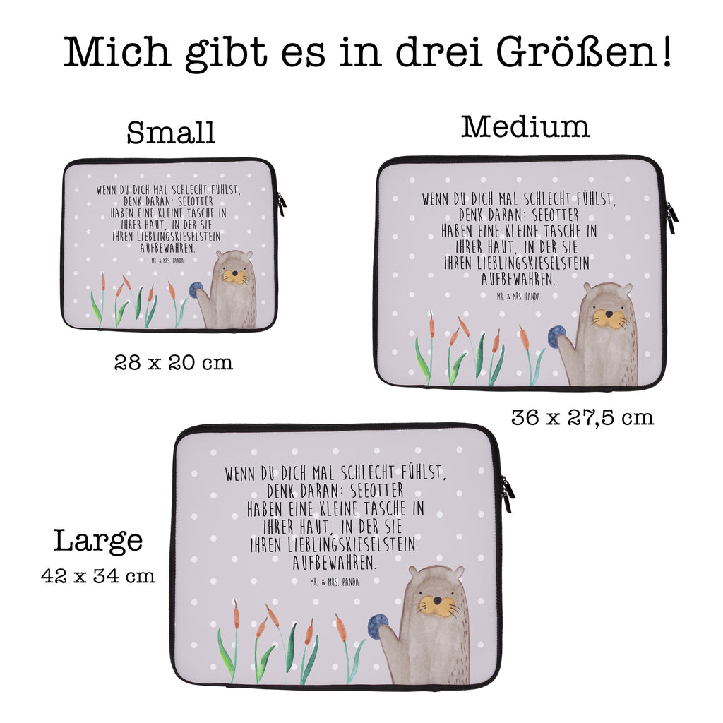 20 x 28 Notebook Tasche  Otter mit Stein Notebook Tasche, Laptop, Computertasche, Tasche, Otter, Fischotter, Seeotter, Otter Seeotter See Otter