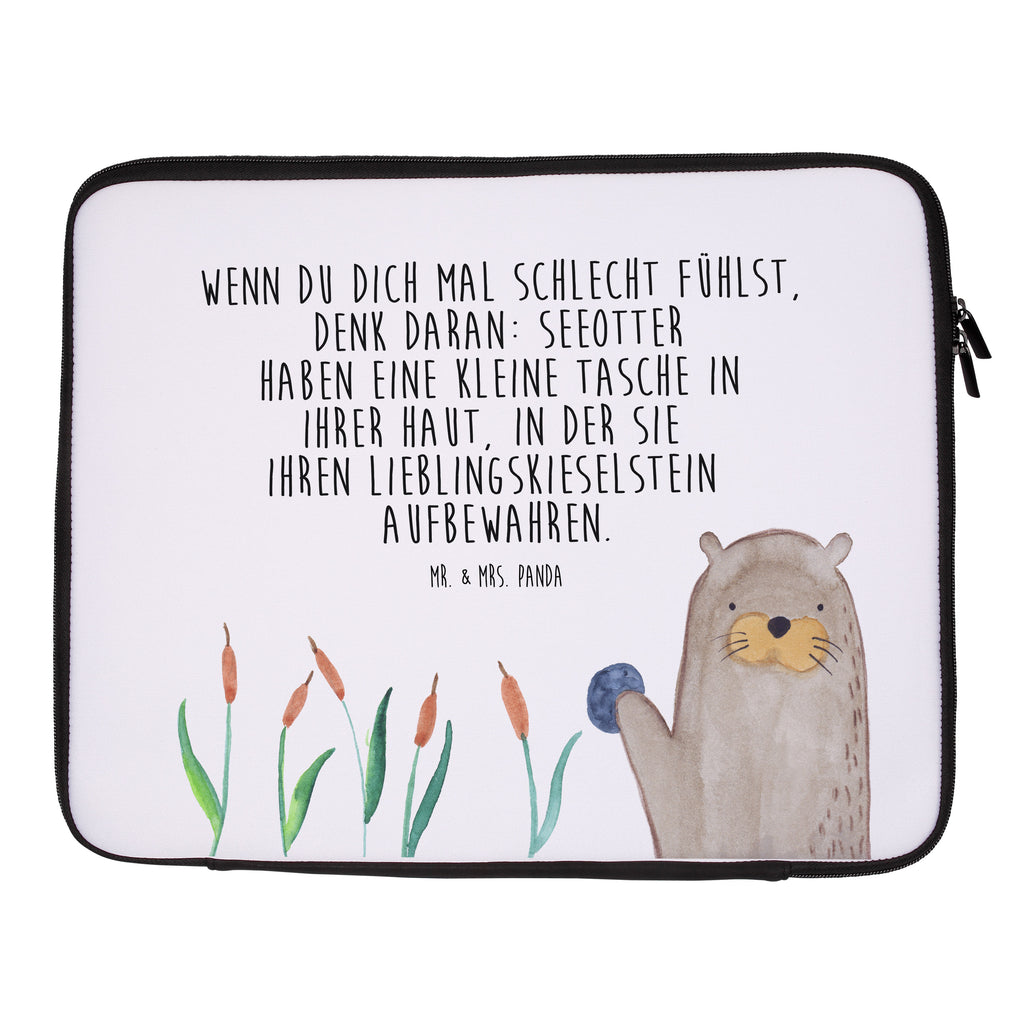 20 x 28 Notebook Tasche  Otter mit Stein Notebook Tasche, Laptop, Computertasche, Tasche, Otter, Fischotter, Seeotter, Otter Seeotter See Otter