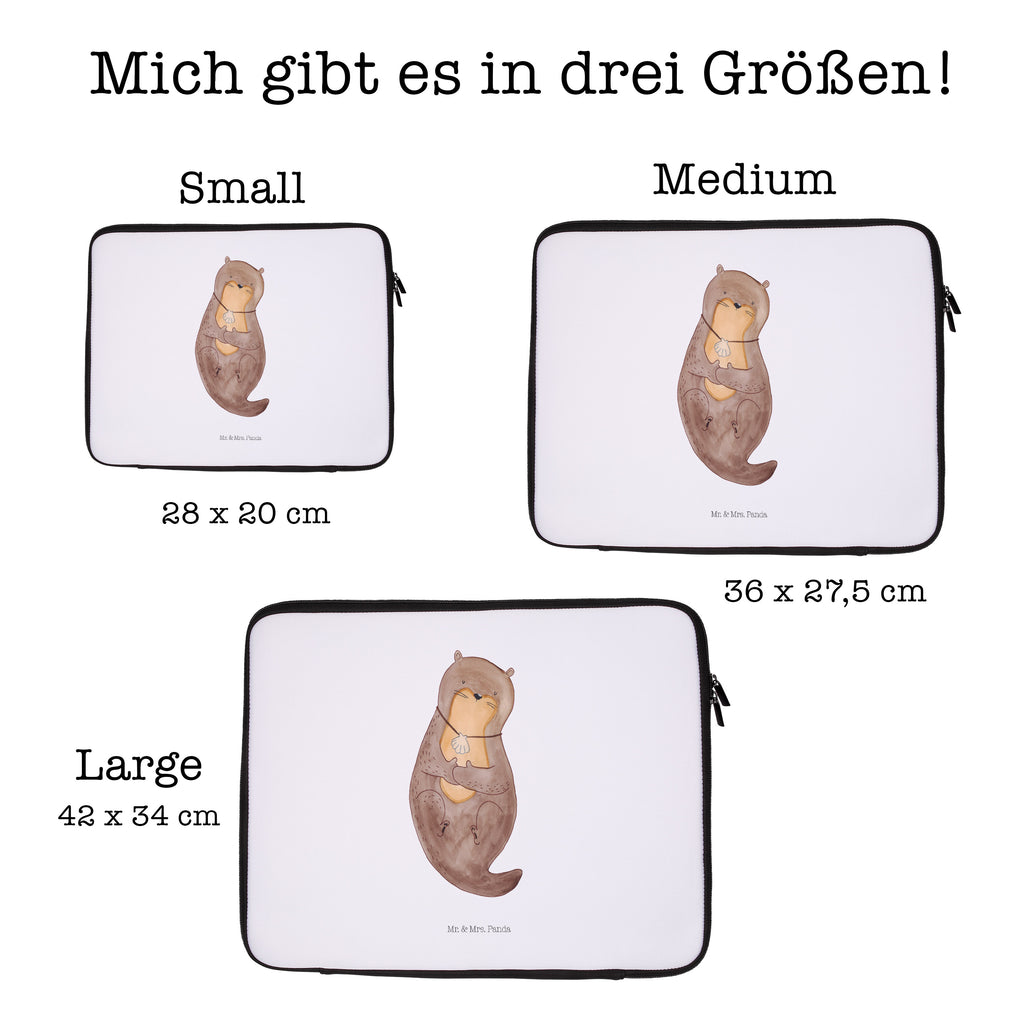 20 x 28 Notebook Tasche  Otter mit Muschelmedaillon Notebook Tasche, Laptop, Computertasche, Tasche, Otter, Fischotter, Seeotter, Otterliebe, grübeln, träumen, Motivation, Tagträumen, Büro