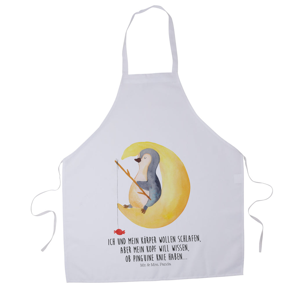 Kochschürze Pinguin Mond Schürze, Backschürze, Küchenschürze, Grillschürze, Latzschürze, Pinguin, Pinguine, Spruch, schlafen, Nachtruhe, Einschlafen, Schlafzimmer, Schlafstörungen, Gästezimmer