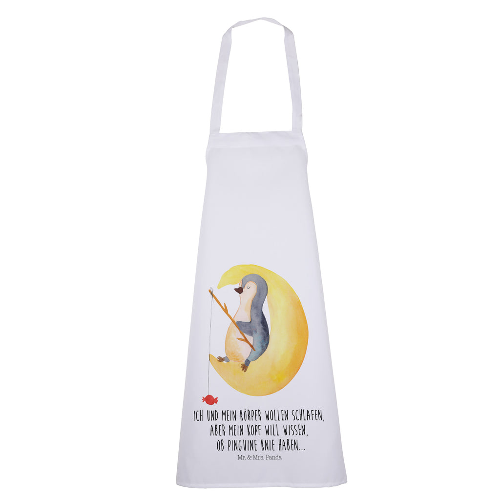 Kochschürze Pinguin Mond Schürze, Backschürze, Küchenschürze, Grillschürze, Latzschürze, Pinguin, Pinguine, Spruch, schlafen, Nachtruhe, Einschlafen, Schlafzimmer, Schlafstörungen, Gästezimmer