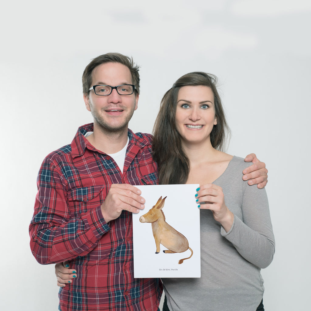 Poster Esel Poster, Wandposter, Bild, Wanddeko, Küchenposter, Kinderposter, Wanddeko Bild, Raumdekoration, Wanddekoration, Handgemaltes Poster, Mr. & Mrs. Panda Poster, Designposter, Kunstdruck, Posterdruck, Tiermotive, Gute Laune, lustige Sprüche, Tiere, Esel, Weisheit, Lebensmut, Lebensglück, Ziel, Lebensziel, Mut, erfolg, tapferkeit, positive gedanken, zuversicht