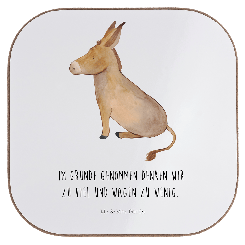 Quadratische Untersetzer Esel Bierdeckel, Glasuntersetzer, Untersetzer Gläser, Getränkeuntersetzer, Tiermotive, Gute Laune, lustige Sprüche, Tiere, Esel, Weisheit, Lebensmut, Lebensglück, Ziel, Lebensziel, Mut, erfolg, tapferkeit, positive gedanken, zuversicht