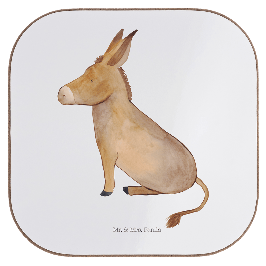 Quadratische Untersetzer Esel Bierdeckel, Glasuntersetzer, Untersetzer Gläser, Getränkeuntersetzer, Tiermotive, Gute Laune, lustige Sprüche, Tiere, Esel, Weisheit, Lebensmut, Lebensglück, Ziel, Lebensziel, Mut, erfolg, tapferkeit, positive gedanken, zuversicht