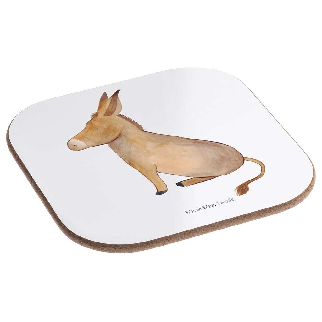 Quadratische Untersetzer Esel Bierdeckel, Glasuntersetzer, Untersetzer Gläser, Getränkeuntersetzer, Tiermotive, Gute Laune, lustige Sprüche, Tiere, Esel, Weisheit, Lebensmut, Lebensglück, Ziel, Lebensziel, Mut, erfolg, tapferkeit, positive gedanken, zuversicht