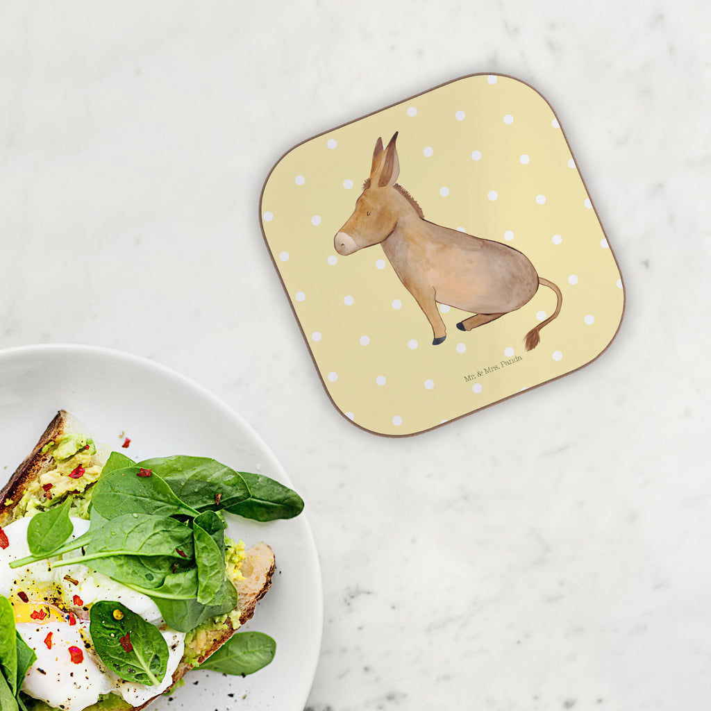 Quadratische Untersetzer Esel Bierdeckel, Glasuntersetzer, Untersetzer Gläser, Getränkeuntersetzer, Tiermotive, Gute Laune, lustige Sprüche, Tiere, Esel, Weisheit, Lebensmut, Lebensglück, Ziel, Lebensziel, Mut, erfolg, tapferkeit, positive gedanken, zuversicht