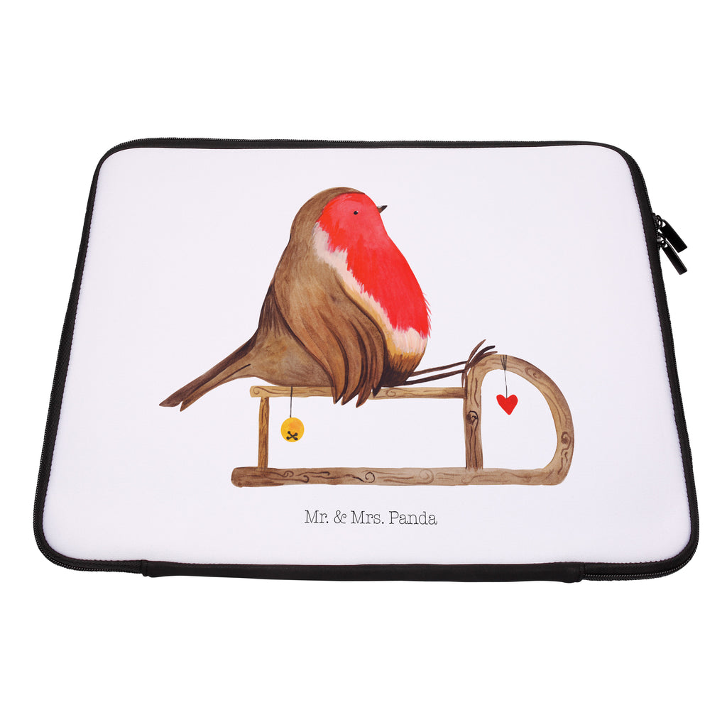 33 x 42 Notebook Tasche Rotkehlchen Schlitten Notebook Tasche, Laptop, Computertasche, Tasche, Schutzhülle, Winter, Weihnachten, Weihnachtsdeko, Nikolaus, Advent, Heiligabend, Wintermotiv, Schlitten, Vogel