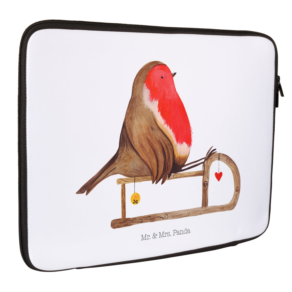 33 x 42 Notebook Tasche Rotkehlchen Schlitten Notebook Tasche, Laptop, Computertasche, Tasche, Schutzhülle, Winter, Weihnachten, Weihnachtsdeko, Nikolaus, Advent, Heiligabend, Wintermotiv, Schlitten, Vogel