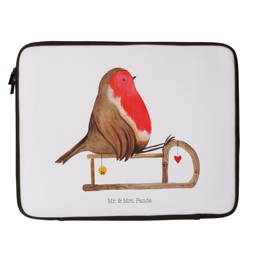 33 x 42 Notebook Tasche Rotkehlchen Schlitten Notebook Tasche, Laptop, Computertasche, Tasche, Schutzhülle, Winter, Weihnachten, Weihnachtsdeko, Nikolaus, Advent, Heiligabend, Wintermotiv, Schlitten, Vogel
