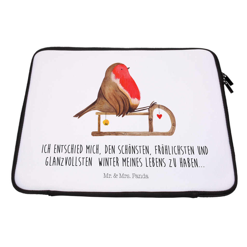 33 x 42 Notebook Tasche Rotkehlchen Schlitten Notebook Tasche, Laptop, Computertasche, Tasche, Schutzhülle, Winter, Weihnachten, Weihnachtsdeko, Nikolaus, Advent, Heiligabend, Wintermotiv, Schlitten, Vogel