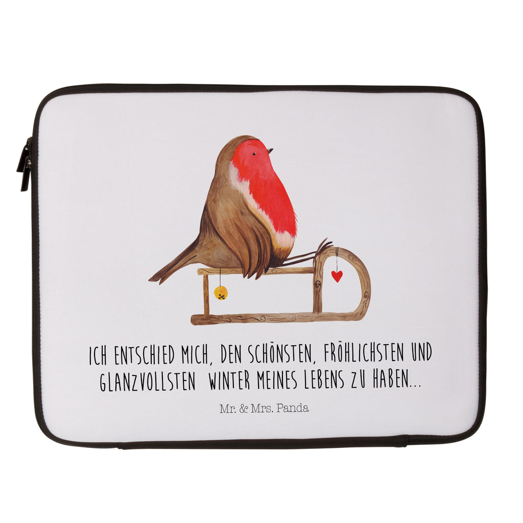 33 x 42 Notebook Tasche Rotkehlchen Schlitten Notebook Tasche, Laptop, Computertasche, Tasche, Schutzhülle, Winter, Weihnachten, Weihnachtsdeko, Nikolaus, Advent, Heiligabend, Wintermotiv, Schlitten, Vogel