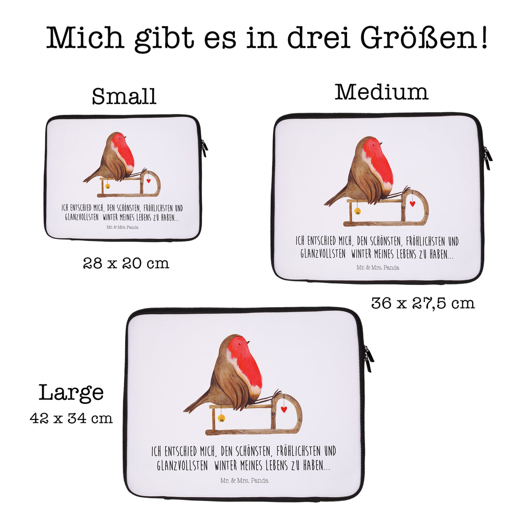 33 x 42 Notebook Tasche Rotkehlchen Schlitten Notebook Tasche, Laptop, Computertasche, Tasche, Schutzhülle, Winter, Weihnachten, Weihnachtsdeko, Nikolaus, Advent, Heiligabend, Wintermotiv, Schlitten, Vogel