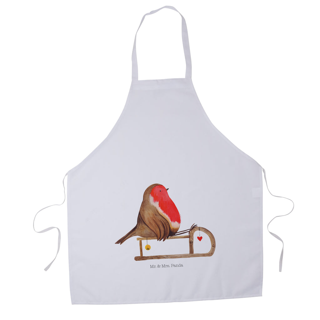 Kochschürze Rotkehlchen Schlitten Schürze, Backschürze, Küchenschürze, Grillschürze, Latzschürze, Winter, Weihnachten, Weihnachtsdeko, Nikolaus, Advent, Heiligabend, Wintermotiv, Schlitten, Vogel
