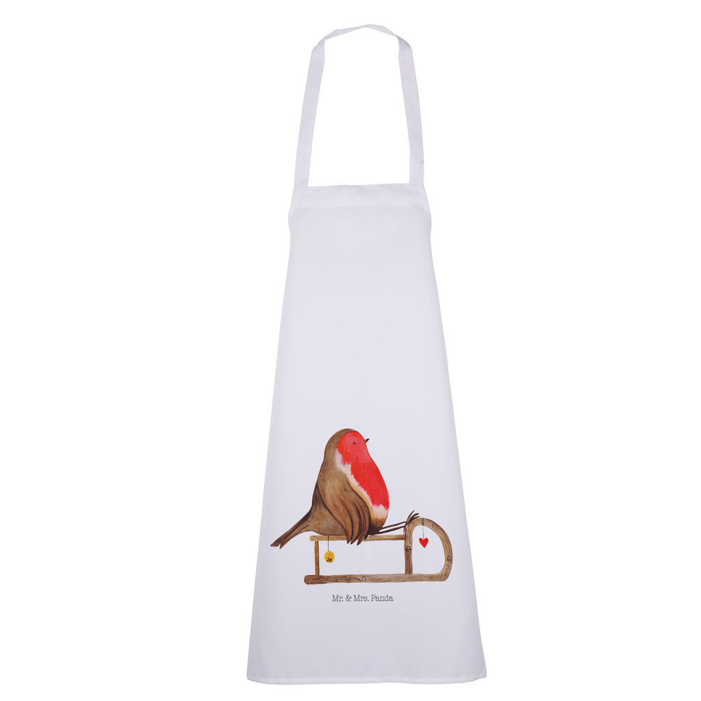 Kochschürze Rotkehlchen Schlitten Schürze, Backschürze, Küchenschürze, Grillschürze, Latzschürze, Winter, Weihnachten, Weihnachtsdeko, Nikolaus, Advent, Heiligabend, Wintermotiv, Schlitten, Vogel