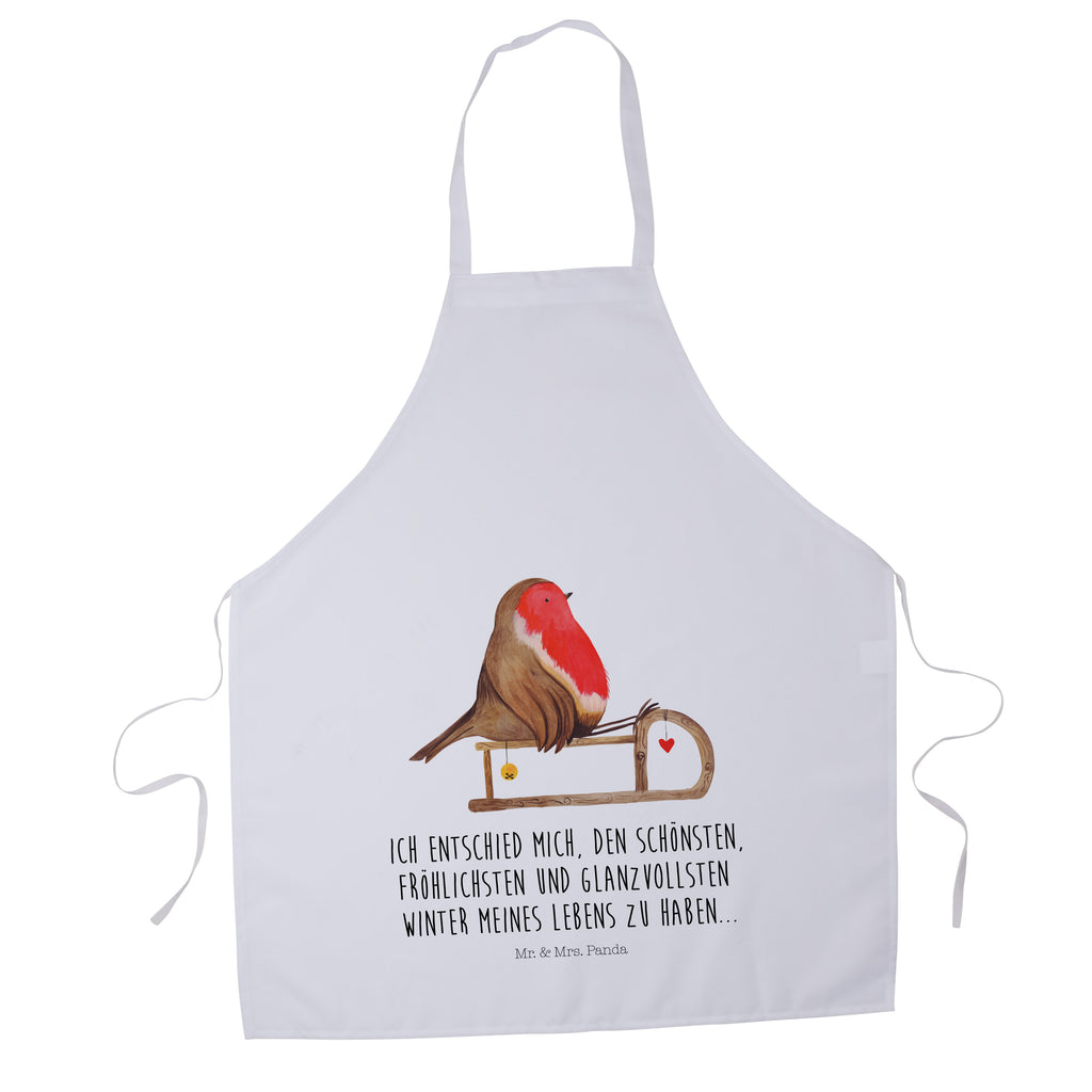 Kochschürze Rotkehlchen Schlitten Schürze, Backschürze, Küchenschürze, Grillschürze, Latzschürze, Winter, Weihnachten, Weihnachtsdeko, Nikolaus, Advent, Heiligabend, Wintermotiv, Schlitten, Vogel