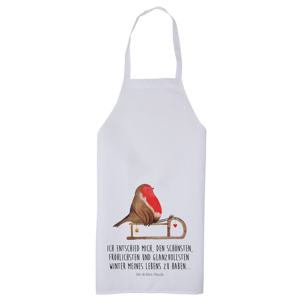 Kochschürze Rotkehlchen Schlitten Schürze, Backschürze, Küchenschürze, Grillschürze, Latzschürze, Winter, Weihnachten, Weihnachtsdeko, Nikolaus, Advent, Heiligabend, Wintermotiv, Schlitten, Vogel