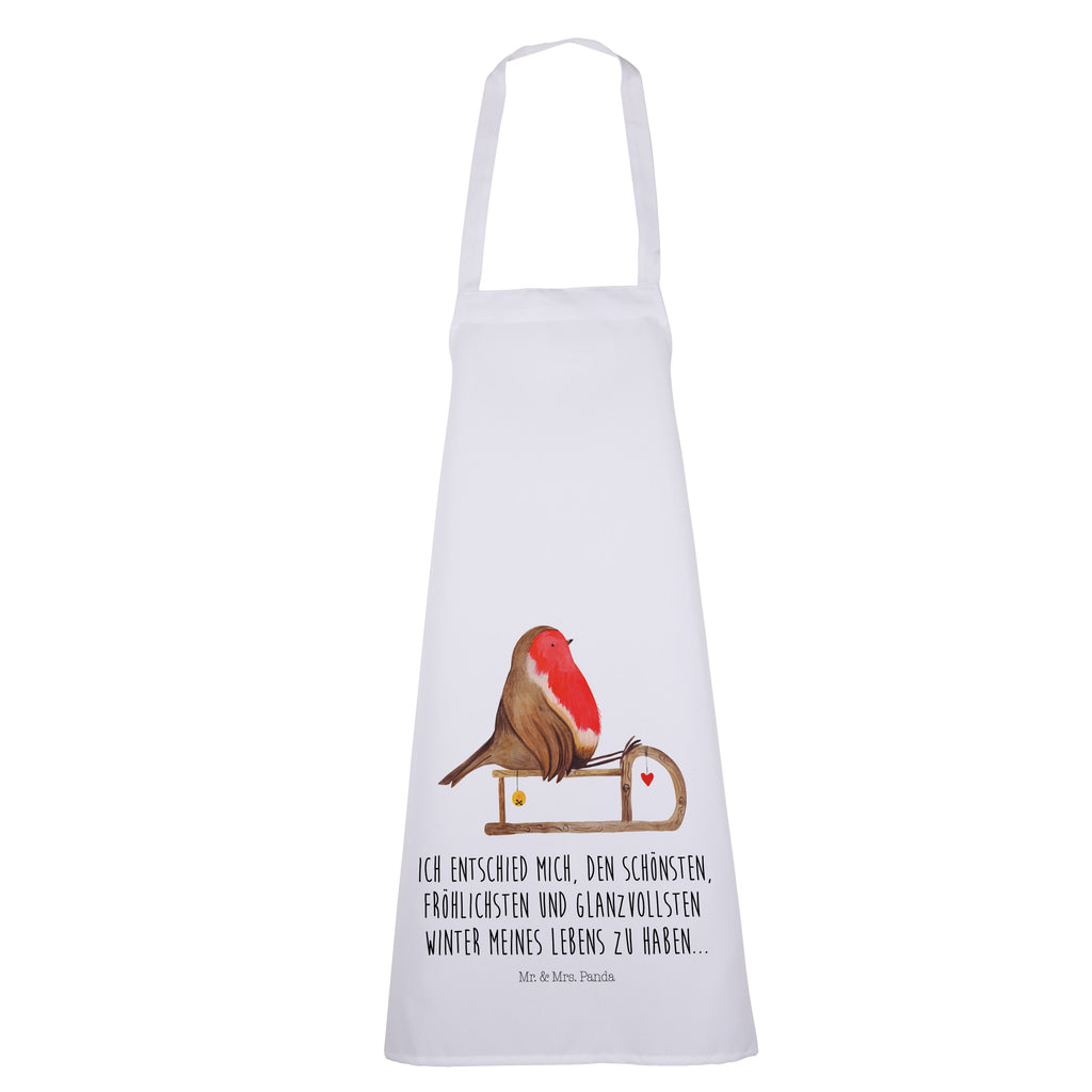 Kochschürze Rotkehlchen Schlitten Schürze, Backschürze, Küchenschürze, Grillschürze, Latzschürze, Winter, Weihnachten, Weihnachtsdeko, Nikolaus, Advent, Heiligabend, Wintermotiv, Schlitten, Vogel