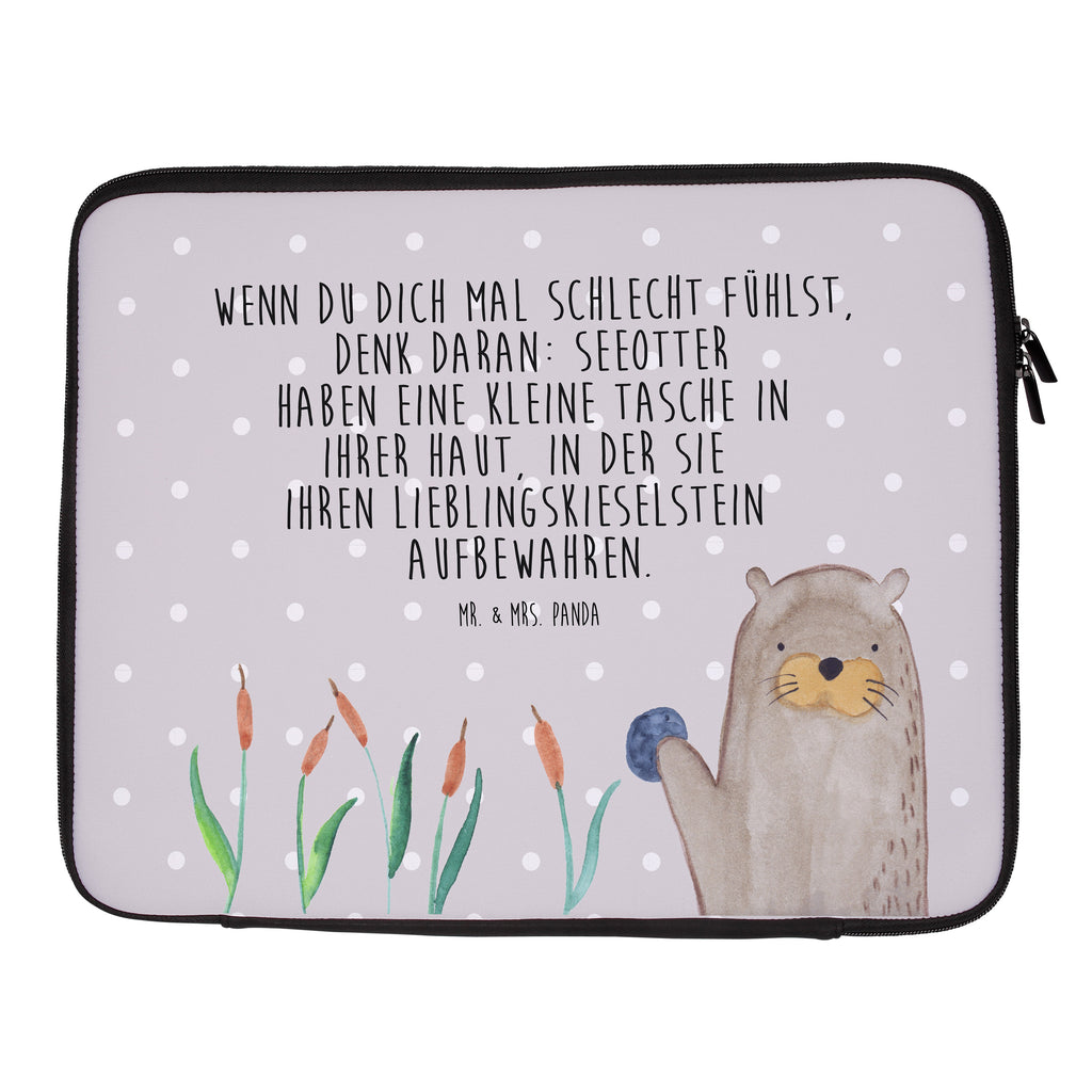 33 x 42 Notebook Tasche Otter mit Stein Notebook Tasche, Laptop, Computertasche, Tasche, Schutzhülle, Otter, Fischotter, Seeotter, Otter Seeotter See Otter