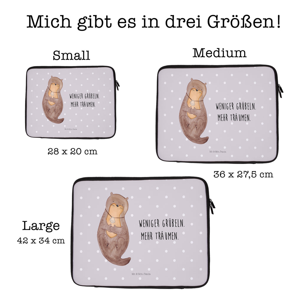33 x 42 Notebook Tasche Otter mit Muschelmedaillon Notebook Tasche, Laptop, Computertasche, Tasche, Schutzhülle, Otter, Fischotter, Seeotter, Otterliebe, grübeln, träumen, Motivation, Tagträumen, Büro