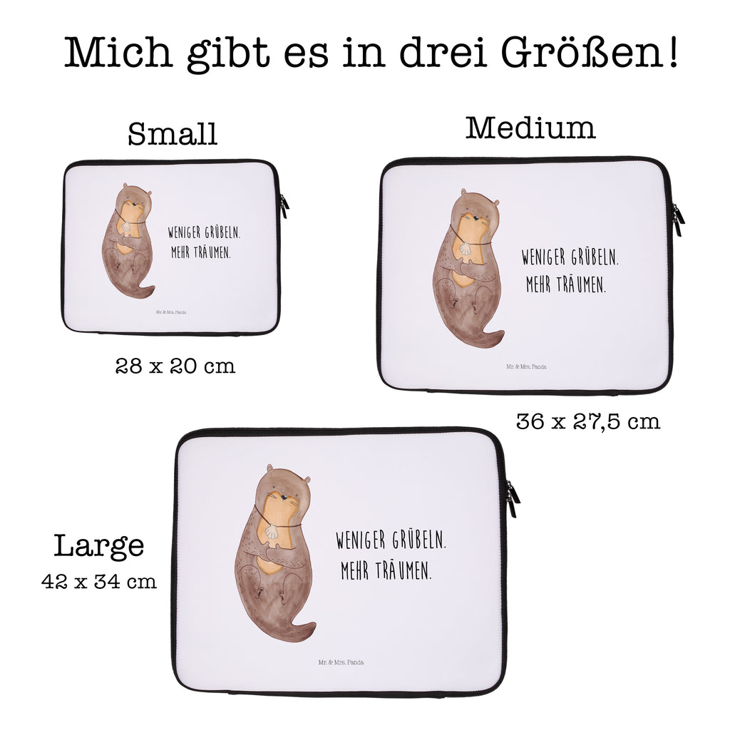 33 x 42 Notebook Tasche Otter mit Muschelmedaillon Notebook Tasche, Laptop, Computertasche, Tasche, Schutzhülle, Otter, Fischotter, Seeotter, Otterliebe, grübeln, träumen, Motivation, Tagträumen, Büro