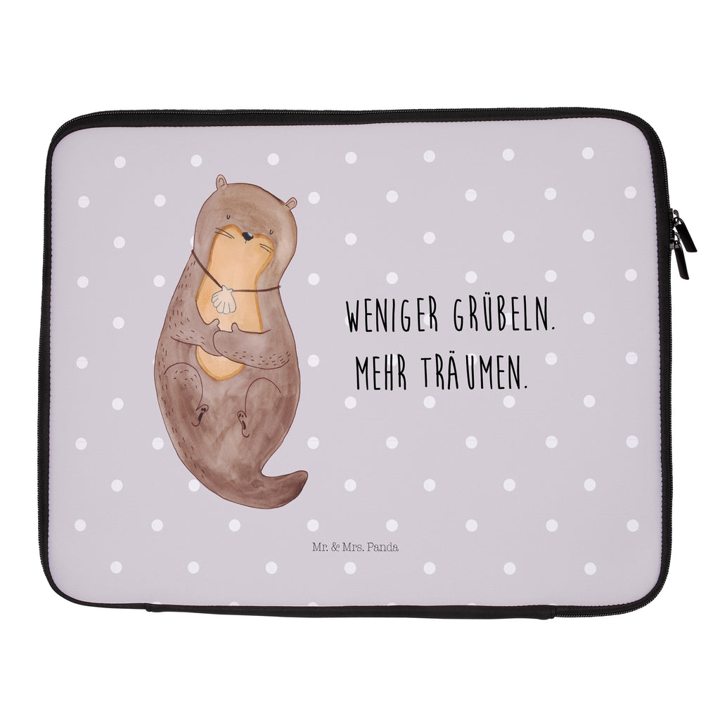 27 x 36 Notebook Tasche  Otter mit Muschelmedaillon Notebook Tasche, Laptop, Computertasche, Tasche, Damen, Schutzhülle, Otter, Fischotter, Seeotter, Otterliebe, grübeln, träumen, Motivation, Tagträumen, Büro