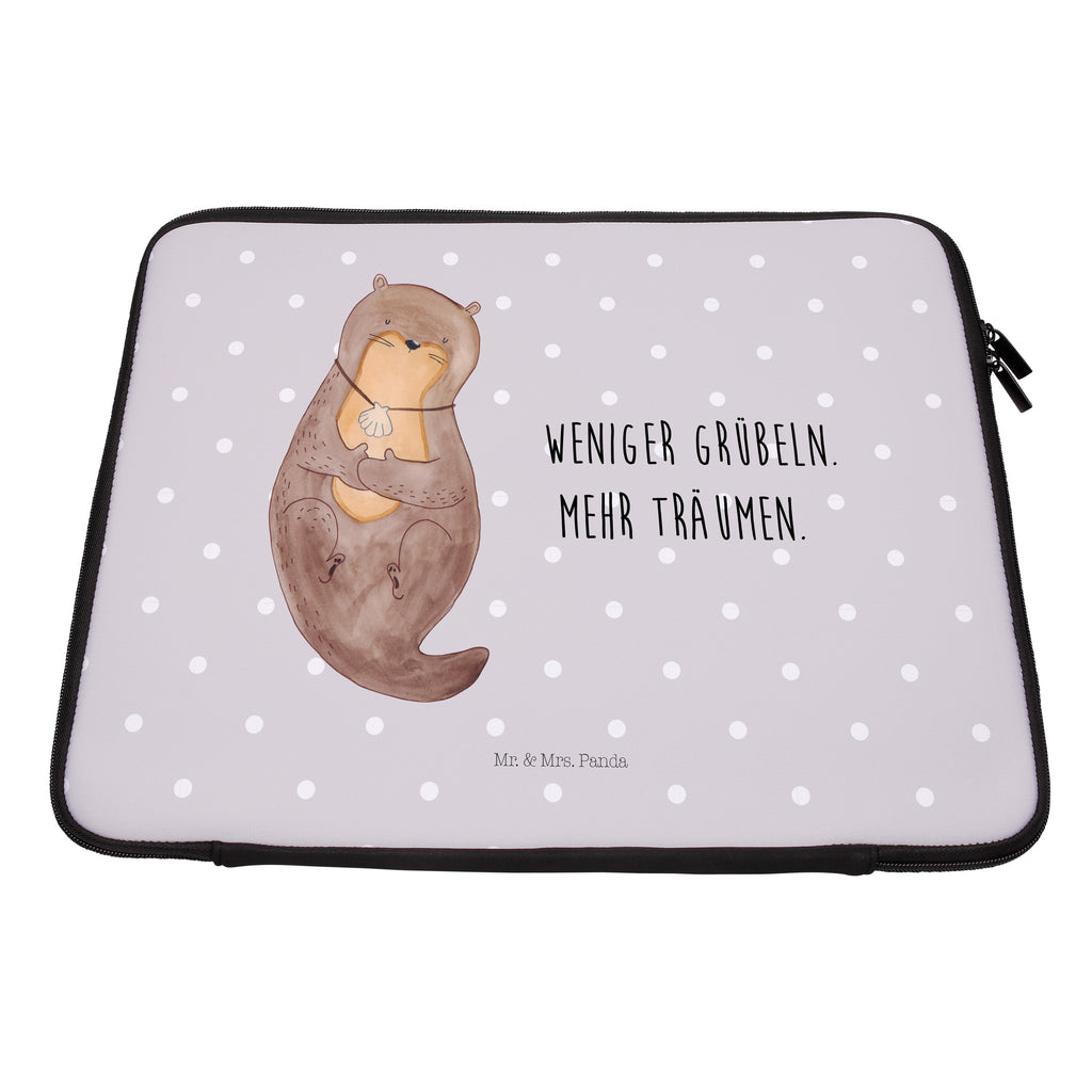 27 x 36 Notebook Tasche  Otter mit Muschelmedaillon Notebook Tasche, Laptop, Computertasche, Tasche, Damen, Schutzhülle, Otter, Fischotter, Seeotter, Otterliebe, grübeln, träumen, Motivation, Tagträumen, Büro