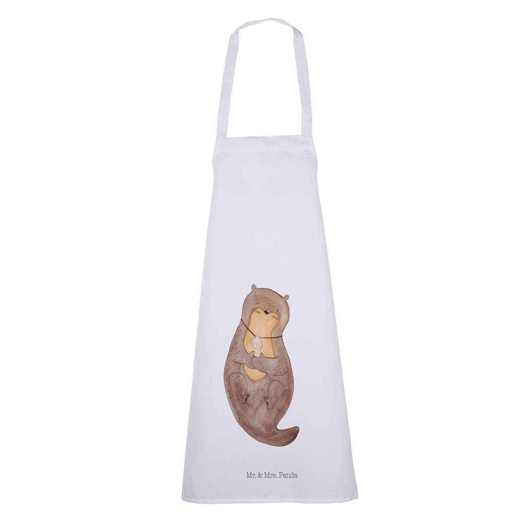 Kochschürze Otter mit Muschelmedaillon Schürze, Backschürze, Küchenschürze, Grillschürze, Latzschürze, Otter, Fischotter, Seeotter, Otterliebe, grübeln, träumen, Motivation, Tagträumen, Büro