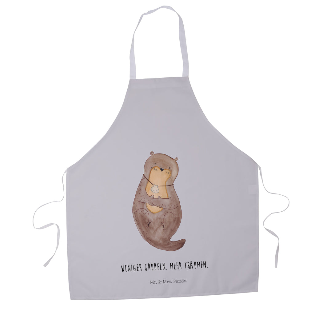Kochschürze Otter mit Muschelmedaillon Schürze, Backschürze, Küchenschürze, Grillschürze, Latzschürze, Otter, Fischotter, Seeotter, Otterliebe, grübeln, träumen, Motivation, Tagträumen, Büro