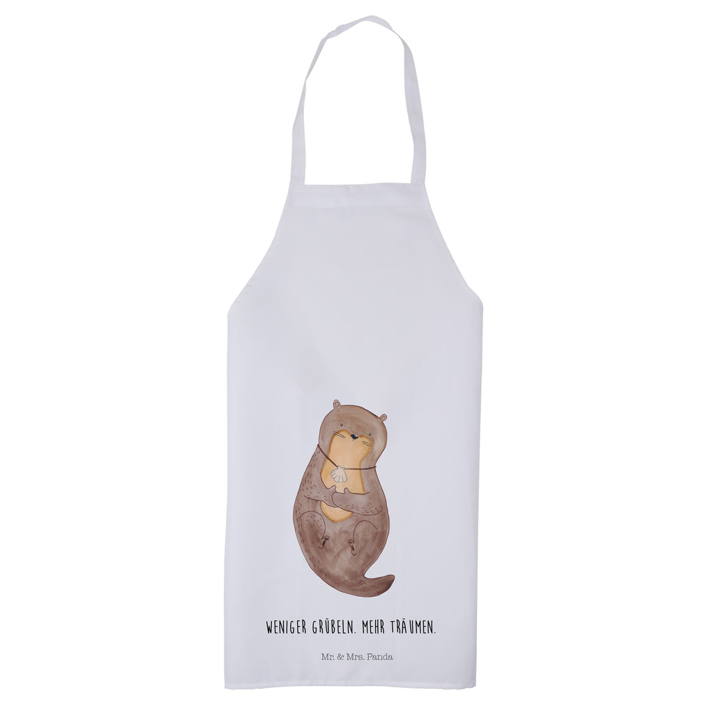 Kochschürze Otter mit Muschelmedaillon Schürze, Backschürze, Küchenschürze, Grillschürze, Latzschürze, Otter, Fischotter, Seeotter, Otterliebe, grübeln, träumen, Motivation, Tagträumen, Büro