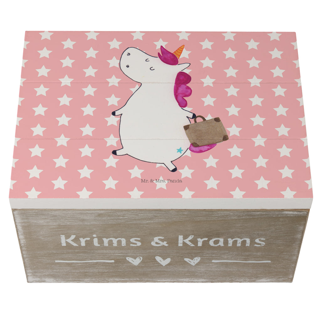 Holzkiste Einhorn Koffer Holzkiste, Kiste, Schatzkiste, Truhe, Schatulle, XXL, Erinnerungsbox, Erinnerungskiste, Dekokiste, Aufbewahrungsbox, Einhorn, Einhörner, Einhorn Deko, Pegasus, Unicorn, unicorn, Koffer, Verreisen, Reise, Gepäck, Abenteuer, Erwachsen, Kind, albern, Spaß, lustig, witzig