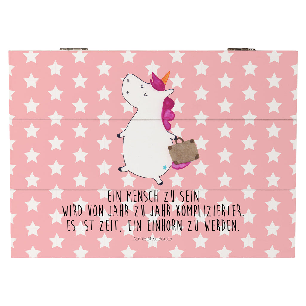 Holzkiste Einhorn Koffer Holzkiste, Kiste, Schatzkiste, Truhe, Schatulle, XXL, Erinnerungsbox, Erinnerungskiste, Dekokiste, Aufbewahrungsbox, Einhorn, Einhörner, Einhorn Deko, Pegasus, Unicorn, unicorn, Koffer, Verreisen, Reise, Gepäck, Abenteuer, Erwachsen, Kind, albern, Spaß, lustig, witzig