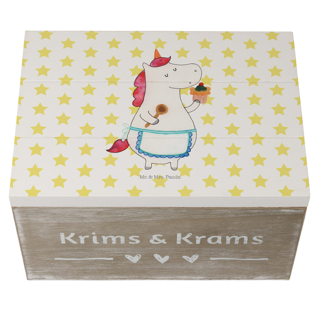 Holzkiste Einhorn Küchenfee Holzkiste, Kiste, Schatzkiste, Truhe, Schatulle, XXL, Erinnerungsbox, Erinnerungskiste, Dekokiste, Aufbewahrungsbox, Einhorn, Einhörner, Einhorn Deko, Pegasus, Unicorn, backen, Muffin, Motivation, Träumer, träumen, Bäckerin, Hobbykoch, Koch, Torte, Kuchen