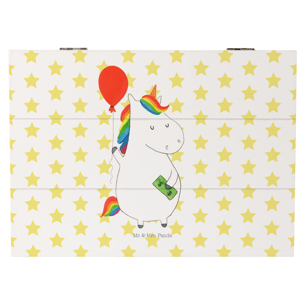 Holzkiste Einhorn Luftballon Holzkiste, Kiste, Schatzkiste, Truhe, Schatulle, XXL, Erinnerungsbox, Erinnerungskiste, Dekokiste, Aufbewahrungsbox, Einhorn, Einhörner, Einhorn Deko, Pegasus, Unicorn, Luftballon, Geld, Lebenslust, Freude, Geschenk, Freundin